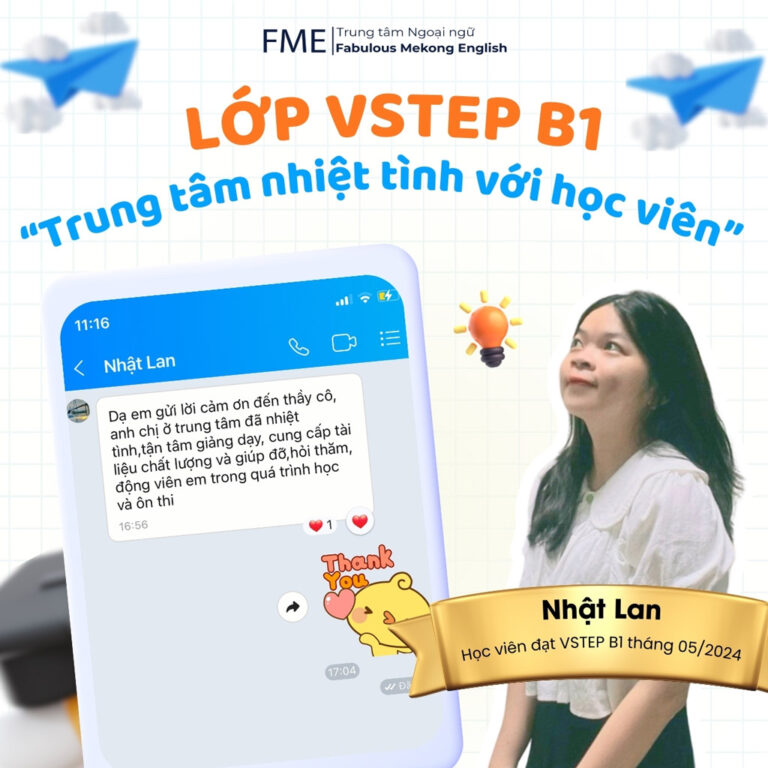 Feedback đánh giá của khách hàng Ms Nhật Lan VSTEP B1 FME